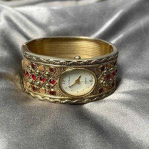 Vintage gold watch cuff bracelet